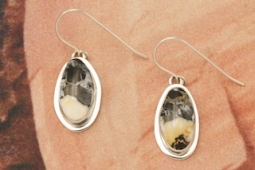 Genuine White Buffalo Turquoise Sterling Silver Earrings